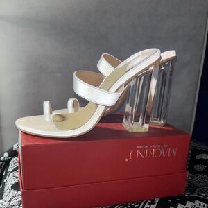 Elegant Silver Heeled Sandals by